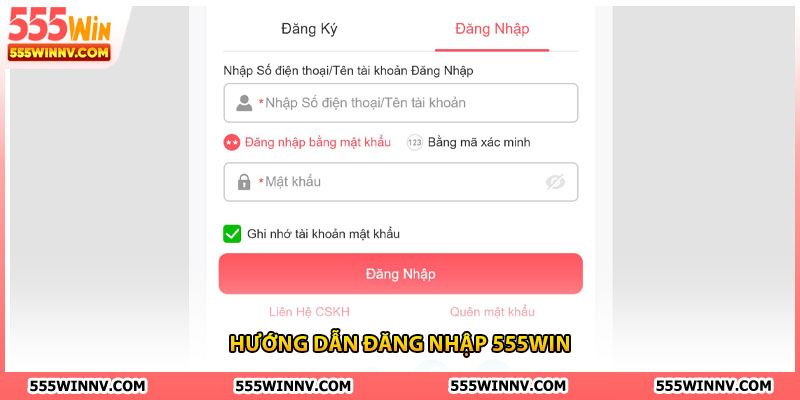 Hướng dẫn đăng nhập 555win